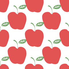Seamless apple pattern. Colored seamless doodle pattern with red apples