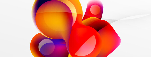 Fluid abstract background, round shapes and circle flowing design for wallpaper, banner, background or landing