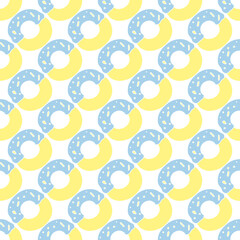 seamless donut pattern. Doodle vector pattern with donut icons. Colored donut background