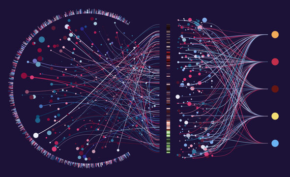 Abstractly Arranged Dots Are Connected By Lines