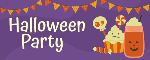 Halloween party invitation or flyer. Design for advertising banner