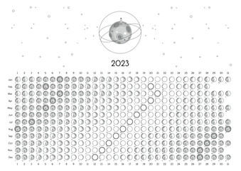 Moon Calendar 2023 Southern Hemisphere white