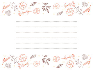 オレンジと茶色のお花のお手紙フレーム