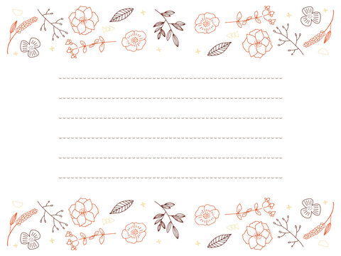 オレンジと茶色のお花のお手紙フレーム