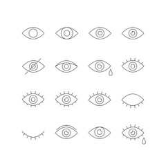 Set of eye line icons. Vector illustration. 