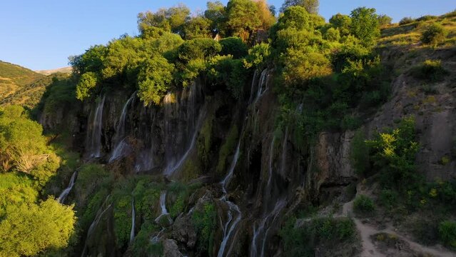 Girlevik Waterfall. Summer season. Girlevik Village Caglayan Subdistrict, Erzincan, Turkey