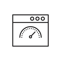 web page speed icon design. Web browser with speedometer test showing fast good page loading speed time. Vector illustration.
