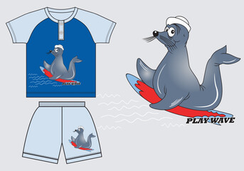 kids clothing set vector t-Shirt design illustration for print