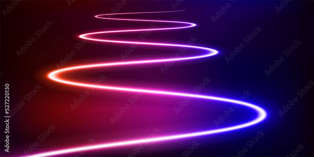 Poster Illuminated interior with empty stage and neon glowing waves. 3d vector illustration