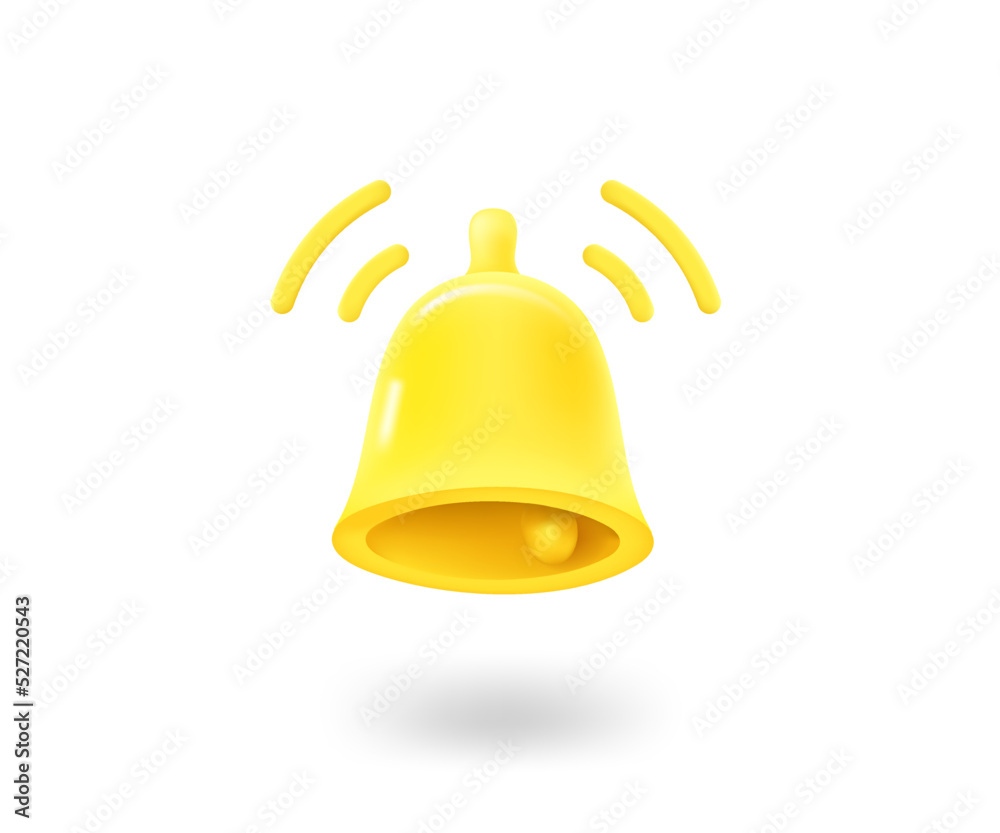 Poster Golden bell. Notification concept. 3d vector icon isolated on white background