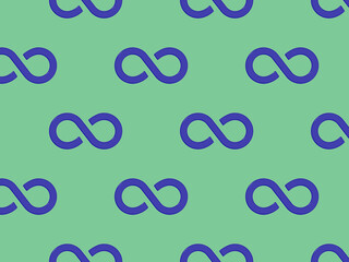 pattern. Infinity sign is blue, isolated on green background. Symbol of infinity. 3D image. 3d rendering