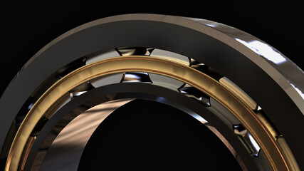 Cylindrical rolling bearing. Isolated. 3D Rendering.