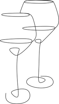 recommend clip art: Wine Glass Continuous Line Drawing Black Sketch on White Background. Continuous Simple Drawing of Wine Glass. Minimal One Line Draw Illustration for Cafe, Shop, Delivery.