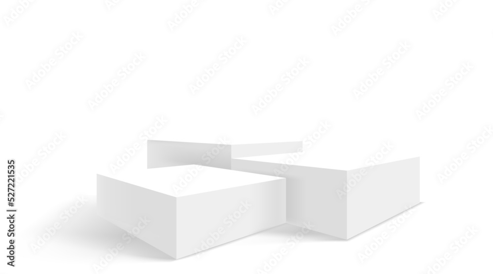 Aufkleber white interior with empty stand. 3d vector showcase