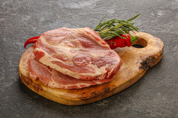 Raw pork meat neck steak