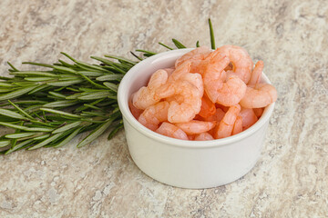 Tasty peeled prawn in the bowl