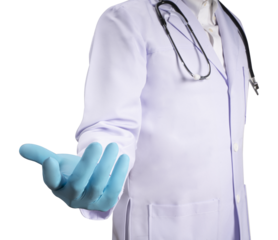 Doctor use finger point to something isolated on a white background, Physician Doctor isolated on a white background PNG file.