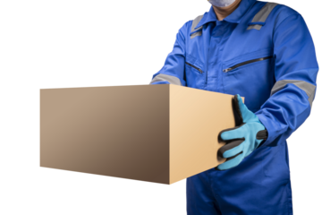 Delivery man holding fast truck delivery service , Online delivery service concept PNG file.