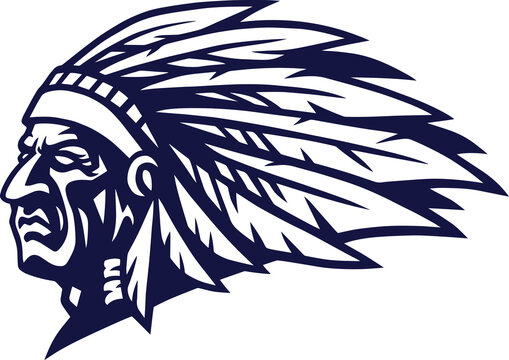 Indian Head Logo Mascot Design Template Icon