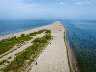 Rewa, Poland. Aerial View of Rewski Peninsula in Summer at the Baltic Sea in Rewa, Pomeranian...