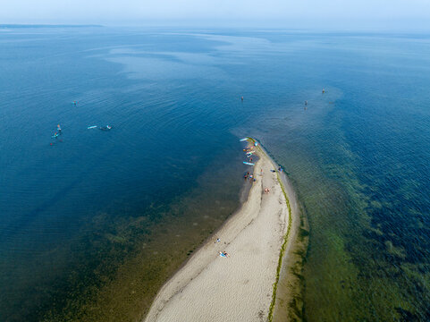 Rewa, Poland. Aerial View of Rewski Peninsula in Summer at the Baltic Sea in Rewa, Pomeranian Voivodship, Poland. 