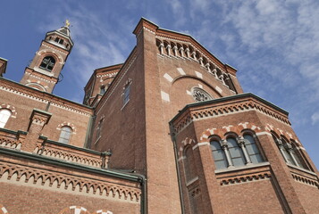 Facade Church of Saints Apostoli e Martiri Pietro e Paolo built completed in 1926 in Lissone,...