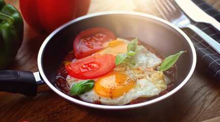 Delicious shakshouka made in an appetizing way at home