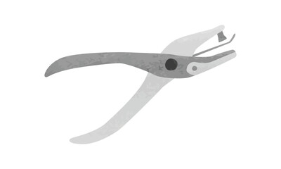 Hole puncher clipart. Simple paper hole puncher watercolor style vector illustration isolated on white background. Office silver metal hole puncher cartoon hand drawn doodle style. Office supplies
