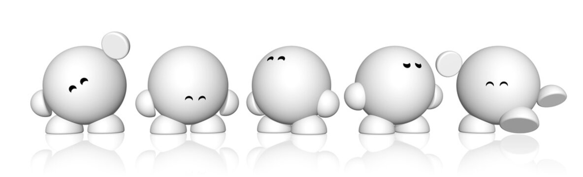 eine Gruppe kleiner runder gl&uuml;cklicher Figuren