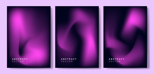 Fototapeta na wymiar Minimalist purple gradient cover backgrounds vector set with modern liquid color. Modern wallpaper design for presentation, posters, cover, website and banner