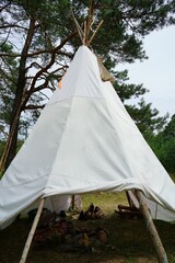 Camping place in a nature in a tipi