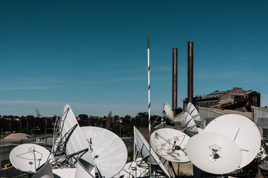 Satellite Dishes Near Harbour In Sydney