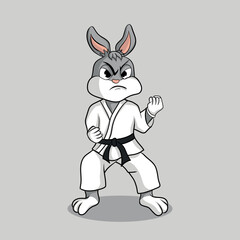 Fototapeta na wymiar illustration art cute karate rabbit character design