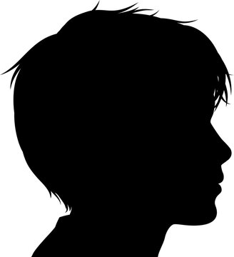 A Childs Head With Face In Silhouette Profile.