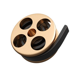 3d film roll. Cinema, movie, entertainment concept in trending cartoon style. High quality isolated 3d render