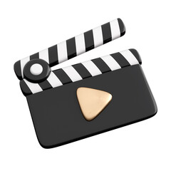 3d movie clapper board. Social media network and film making concept. High quality isolated 3d render © Tatiana Sidenko