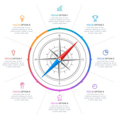 Workflow process infographic design template with compass © Inactive