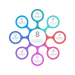 Workflow 8 process infographic design template colorful