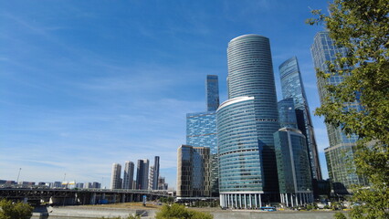 Moscow City skyline. Moscow International Business Centre at day time