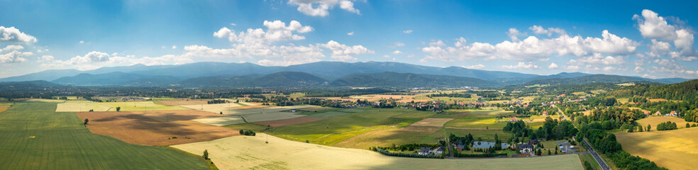 Fototapeta na wymiar Panorama of the Giant Mountains on a sunny summer day. Poland