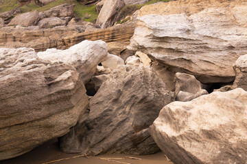 Beautiful rocky boulders by the sea.