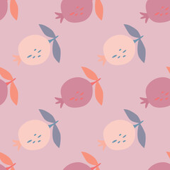 Seamless pattern with pomegranate fruit. Botanical fruits wallpaper.
