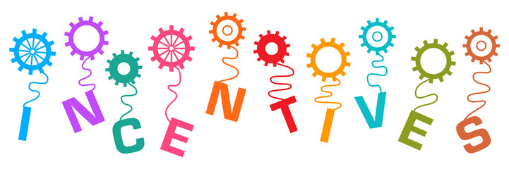 Incentives Text Hanging Gears Colorful
