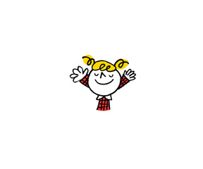 両手をひろげて目を閉じる女の子