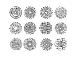 Hand drawn mandalas set zen meditation