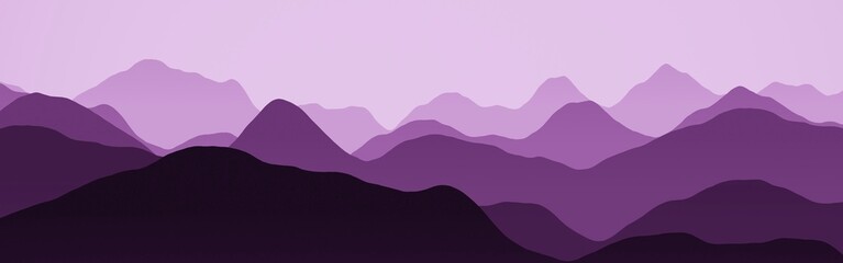 nice pink mountains slopes wild mountainscape - panorama digitally drawn background texture illustration