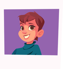 Obraz premium Portrait of happy boy. Avatar of schoolboy.
