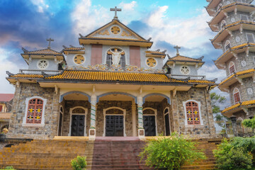 Bien Duc Thien An Catholic Monastery, an ancient monastery on the hill in Hue city, Vietnam.
