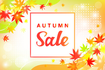 オータムセール、秋の紅葉イメージのベクターイラスト背景素材