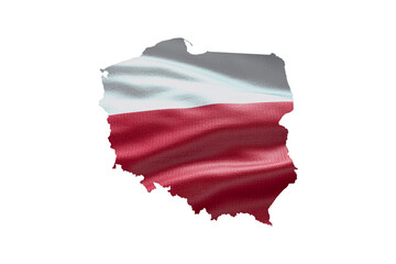 Poland country shape with national flag. Map outline contour. PNG icon with alpha channel